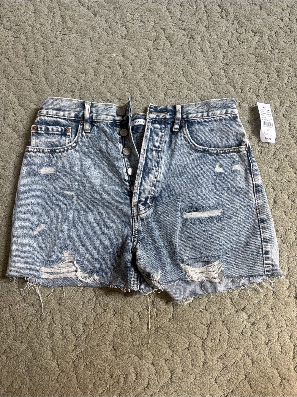 Pacsun Women’s Distressed Denim Shorts - Light Wash Blue